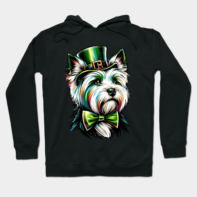 Biewer Terrier Embraces Saint Patrick's Day Cheer Hoodie by ArtRUs